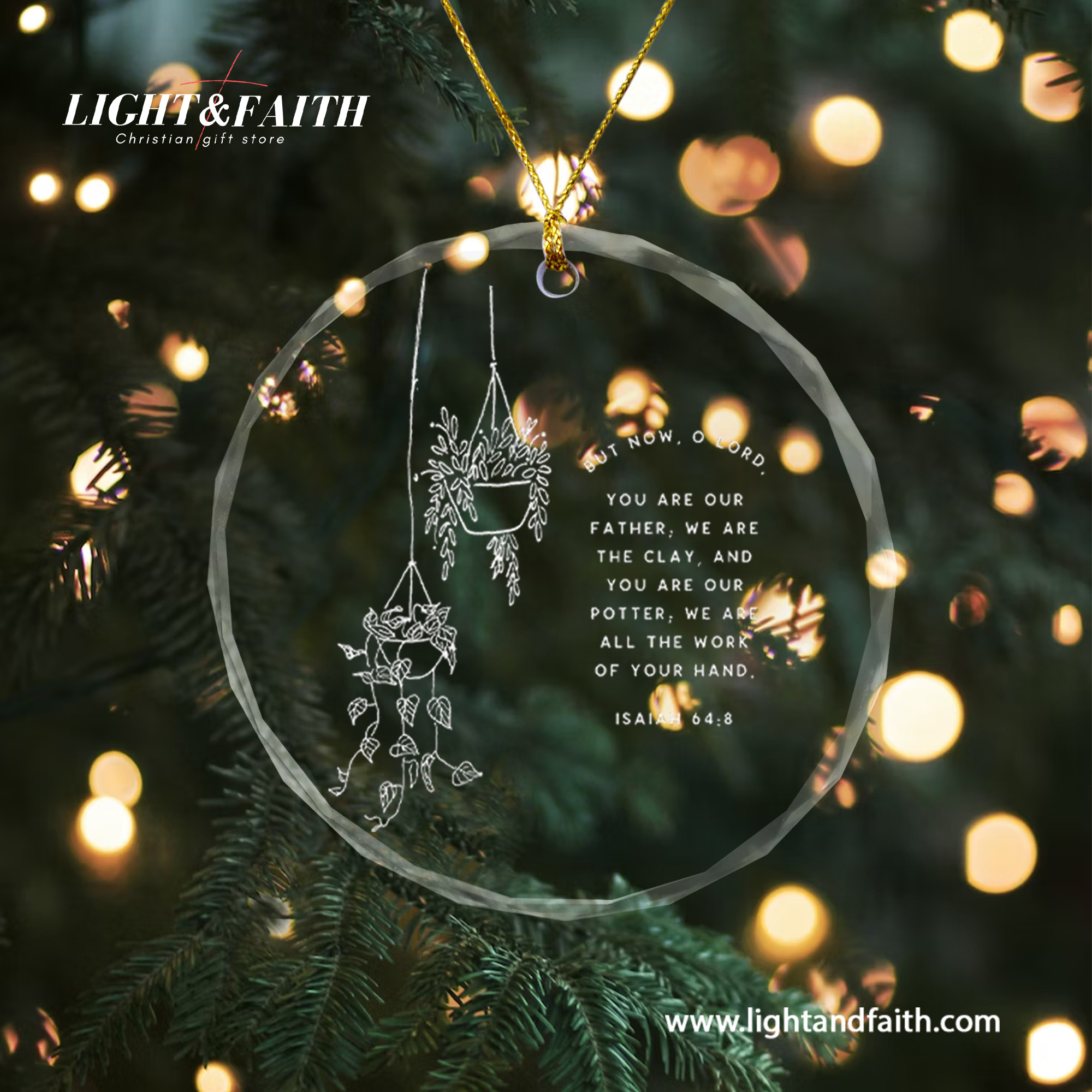 Isaiah 64:8 Glass Ornament, Christian Scripture Ornament, Faith Bible Verse Decor, Religious Christmas Gift, Inspirational Home Decoration DCLAF70